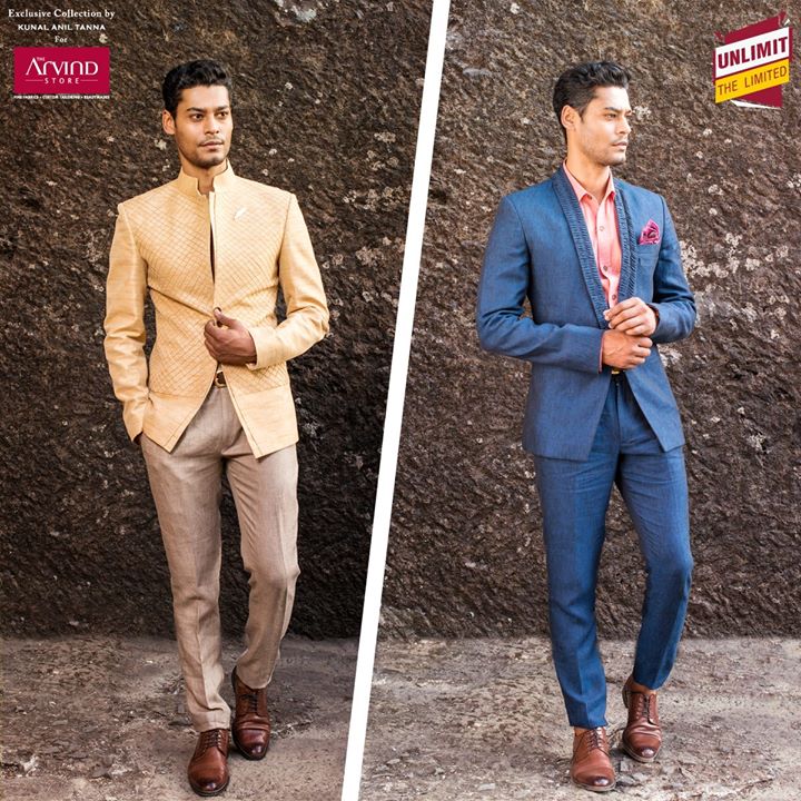 Nail the perfect look for a formal evening  or a fun-filled night out with friends. Choose from an elegant Bandhgala or a fast-forward linen suit. Check out the exclusive collection at http://bit.ly/1NkmrvQ #UnlimitTheLimited