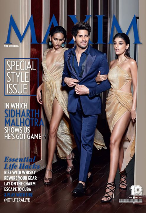 Styled in the sartorial, shimmering ensemble by The Arvind Store, Siddharth Malhotra sure knows how to set the stage ablazed on the #Maxim cover.