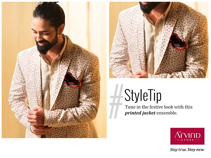 Amp up your fashion quo this festive season by decking up this printed jacket with your plain Kurta. #StayTrueStayNew 

Visit to find your nearest The Arvind Store - http://bit.ly/TAS_Locator