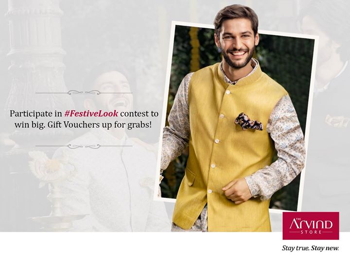 #Contest: Let the festivities begin! Hurry Up last 3 more days to, Share with us your #FestiveLook and stand a chance to win gift vouchers from The Arvind Store. 

Participate Now!  #StayTrueStayNew

Visit:  http://bit.ly/TAS_Locator