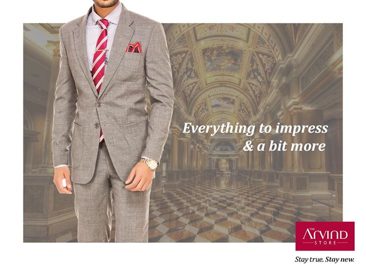 Undoubtedly, this wool blend grey suit is enough to strike up a conversation but with the fine touch of this red-striped tie, you are in the green to make a dashing #FirstImpression.
Visit your nearest The Arvind Store: bit.ly/TAS_Locator
#StayTrueStayNew