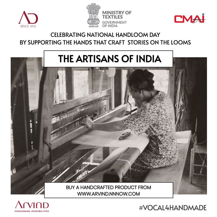 What we wear, what we choose, and how we look, it’s all in the threads. Let us all celebrate National Handloom Day in the honour of our nation's gifted weavers. 
 Ministry of Textiles, Government of India Smriti Zubin Irani
.
.
.
#NationalHandloomDay #Vocal4Handmade #cmaiindia #CMAI #weavers #handloomofIndia #handloomfashion #weaversofindia #makeinindia #madeinindia #indianheritage #handcrafted #sustainablefashion #arvindfashion