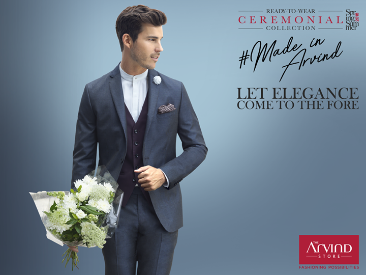 Be the true gentleman as you adorn this minimalistic suit from our #ReadyToWear Ceremonial Collection. Check out the wide range of options at your nearest Arvind store:  bit.ly/TASStoreLocator