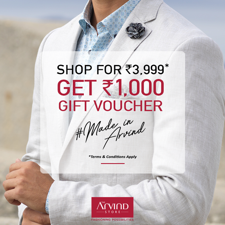 Summer time styles are up for grabs, what are you waiting for? Shop from our #ReadyToWear collection worth Rs. 3999 and get a gift voucher worth Rs. 1000. Head over to redeem the offer: https://bit.ly/2wPLbtJ
#MadeInArvind