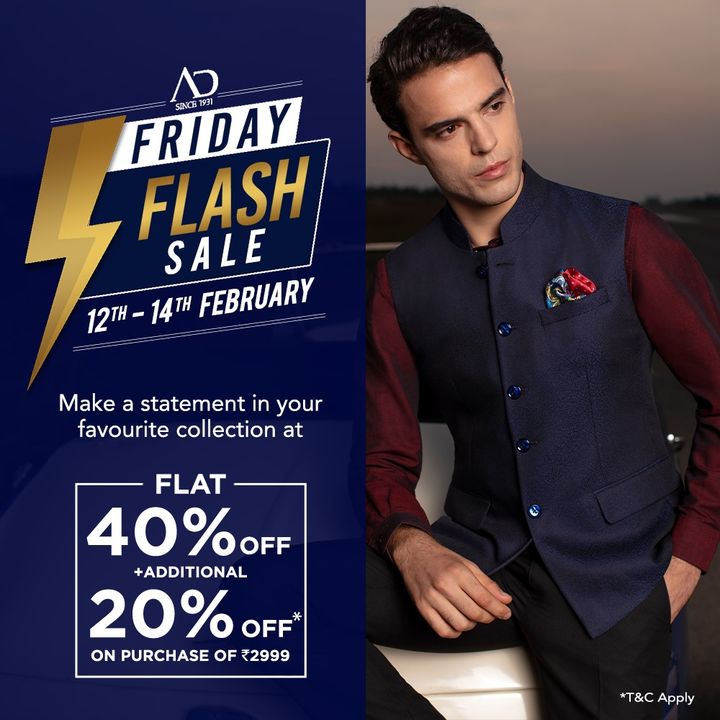 This Valentine's day, shop your favourite collection at FLAT 40% OFF + additional 20% OFF* on purchase of Rs.2999. Sale is only on 12th-14th February.

Shop now at arvind.nnnow.com
.
.
.
#ADfashion #ArvindFashion #TheArvindStore #FridayFlashsale #FridaySale #2021sale #discounts #Menswear #MensFashion #Fashion #style #comfortable #classicmenswear #texturedfabrics #firstimpressions #dressforsuccess #StayStylish