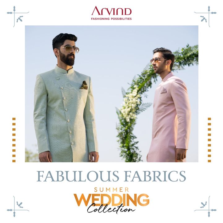 The Summer Wedding Collection has fabulous fabrics made from Egyptian Giza Cotton, Superfine European Linens and Australian Merino Wool. 

Please take all the precautions.
Stay safe & celebrate.

#Arvind #Summer #WeddingCollection
#Fabrics #Fashion #Style 
#Linen #LinenLook #GizaCotton
#StyleUpNow #FashioningPossibilities