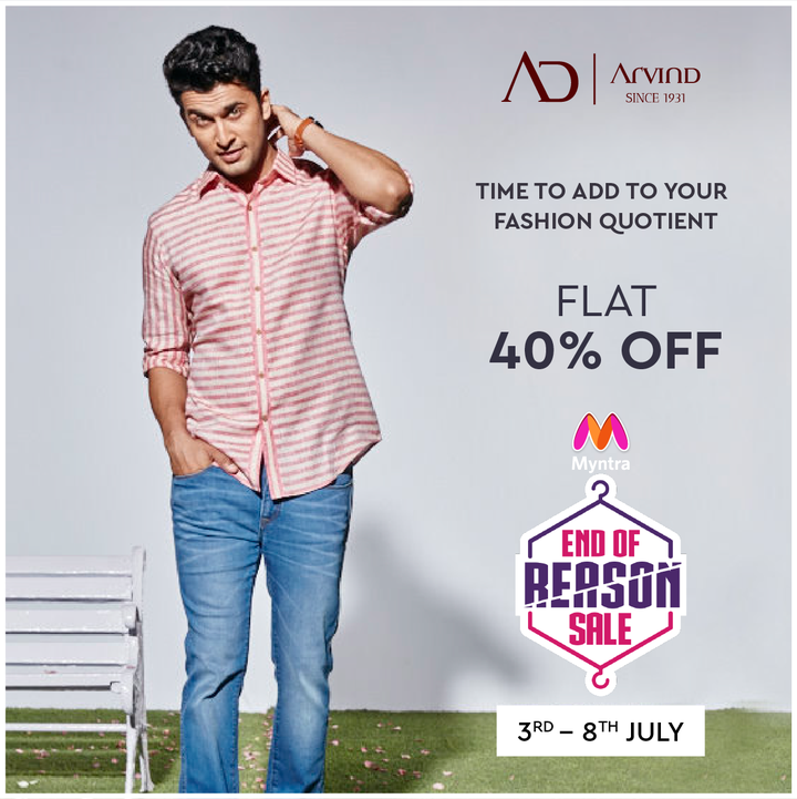 Don’t miss the biggest sale! Get dressed in the best at the Myntra End Of Reason Sale! Refresh your wardrobe today! Shop now: bit.ly/MyntraAD
Myntra
#MyntraEORS #MyntraEndOfReasonSale #ADbyARvind #Arvind #Menswear #PremiumFashion #WeekendVibes #Saturday #Style #FashioningPossibilities