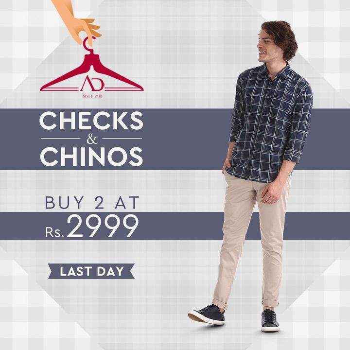 Embrace the style that will automatically make you smile.

Last day to add a splash to your wardrobe with the Checks & Chinos collection!

Shop Now: arvind.nnnow.com/arvind2999

#ChecksNChinos #Salefie #Salesational #ADHandpicked #FashioningPossibilities #ReadyToWear #Menswear #StayStylish #LastDayOfSale