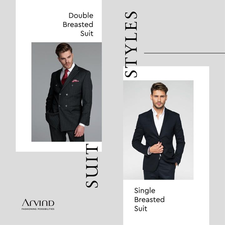 The Single-Breasted Blazer is a very simple type of jacket/blazer/sports coat with 1/2/3 buttons with notch, peak or shawl lapels. Whereas double breasted show two rows of buttons of 4/6/8 when fastened and come with peak or shawl lapels. Single are more popular and double are more versatile. Take your pick as per the occasion. 
.
.
.
.
.
.
.
.
.
.
.
.
.
#Arvind #FashioningPossibilities #MensWear #suitstyles #suitstyle #suitup #suits #suitswag #menssuit #formalattire #suituptime #mensformal #mensfashion #classicstyles #arvindfashionwear #lookinggoodfeelinggood #dinnerdates #professionalattire #suitlover #menssuitstyle #mensstyle #suitlife #suitandtie #classicstyle #suit #suited #dapperstyle #dappermen #suiting #mensuits
