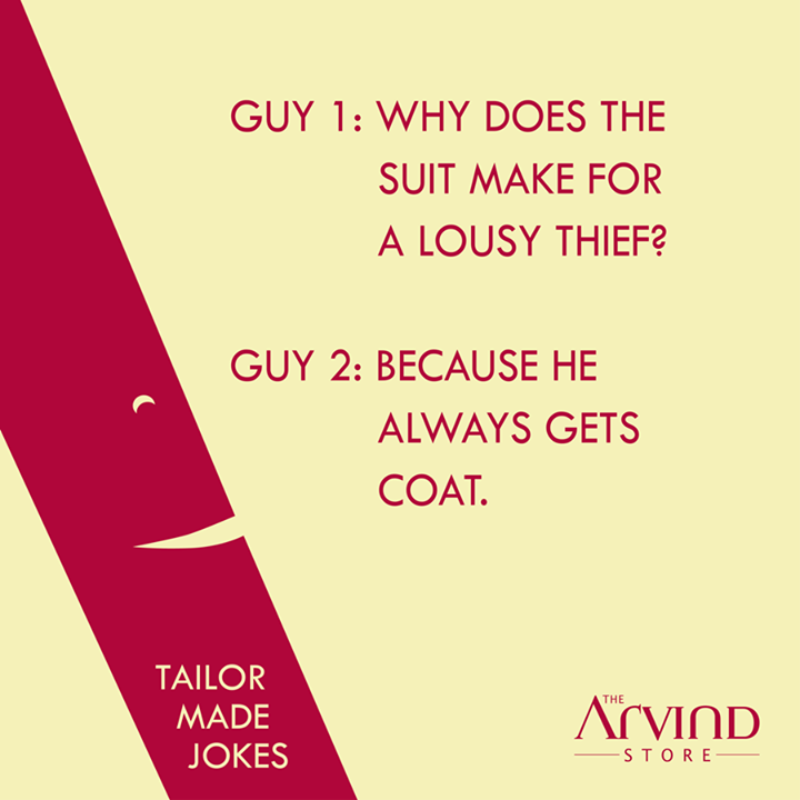 Laugh it out! 

#TailormadeJokes #TheArvindStore #MensFashion #TAS #Weekend
