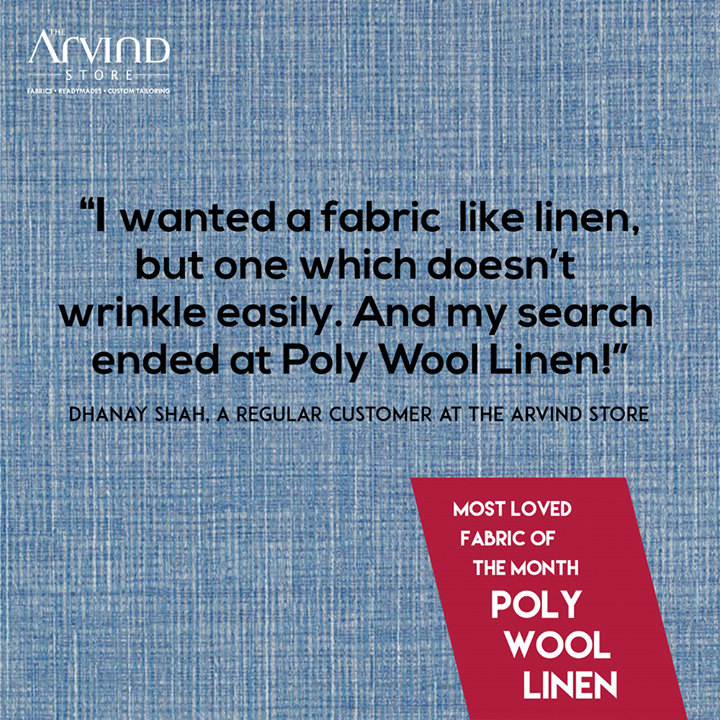 Poly Wool #Linen, the #FabricOftheMonth! 

#MensFashion #TAS #ArvindStore