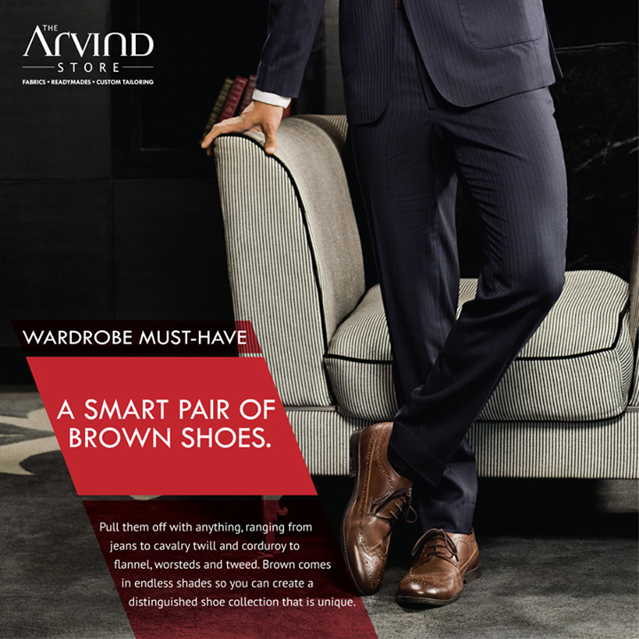 Own a smart pair of #Brown Shoes! 

#WardrobeMustHave #MensFashion #TheArvindStore #TAS #Fashion