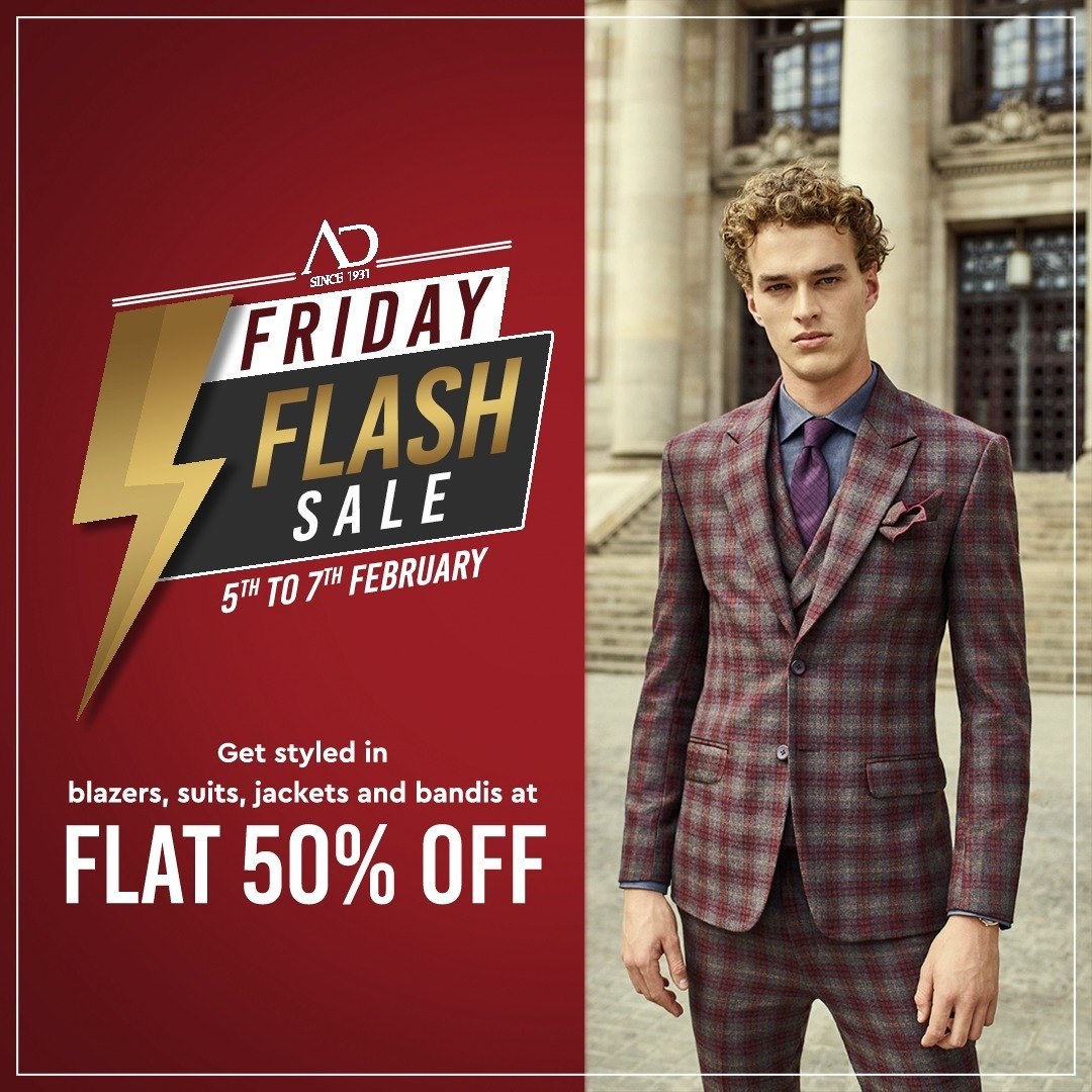 Introducing the Friday Flash Sale. Tune in to get blazers, suits, jackets and bandis at FLAT 50% OFF. Sale starts on 5th-7th February. 

Wishlist now at arvind.nnnow.com
.
.
.
#ADfashion #ArvindFashion #TheArvindStore #FridayFlashsale #FridaySale #2021sale #discounts #Menswear #MensFashion #Fashion #style #comfortable #classicmenswear #texturedfabrics #firstimpressions #dressforsuccess #StayStylish