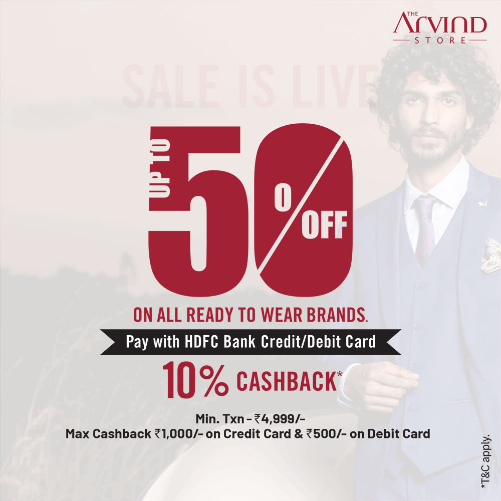 Rush to  #TheArvindStore and grab up to 50% off* on all ready to wear brands.

We take all the safety precautions.

#Arvind #ReadyToWear #Menswear 
#OfferAlert #Sale #StyleUpNow
#Dapper #FashioningPossibilities