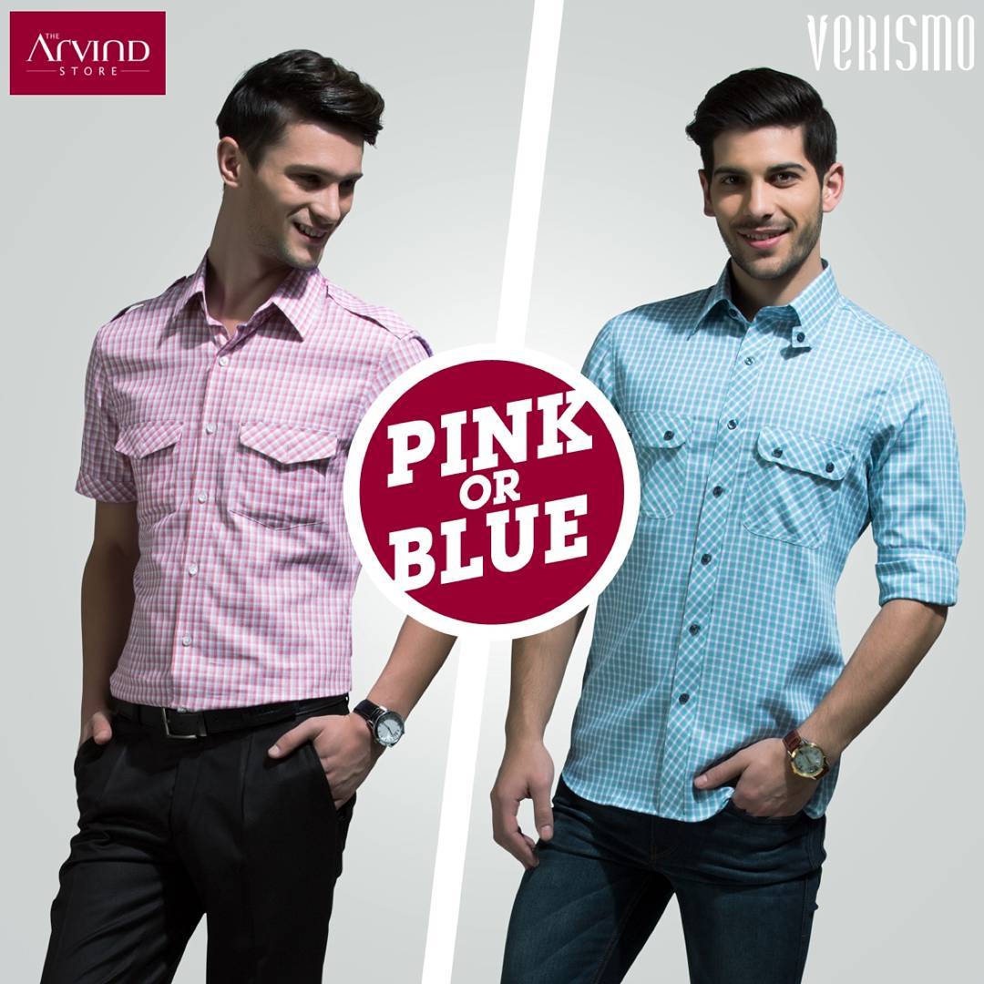 In the eternal battle between Pink and Blue, which one will you choose? Leave your answer in the comments below. #UncoverChange #Menswear #mensstyle #Fashiongram #TheArvindStore #dapper #pink #blue
