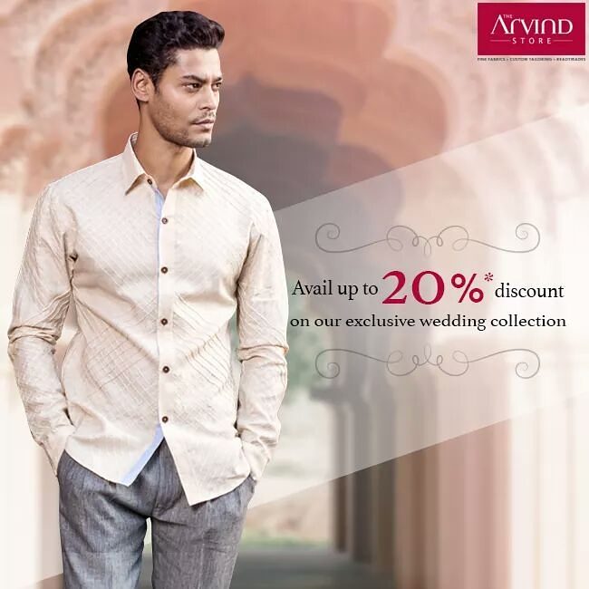 Get your hands on an exclusive range of Wedding Collection that will truly captivate you.
Now available up to 20% discount at The Arvind Store near you!

#StyleWedsTradition #Weddingcollection #Arvindstore #Menswear #Mensfashion #Fashionformen