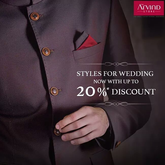Weddings merit an attire that’s specially crafted for the occasion. We have just that, available now at discounts up to 20%. #StyleWedsTradition #Weddingcollection #Arvindstore #Menswear #Mensfashion #Fashionformen