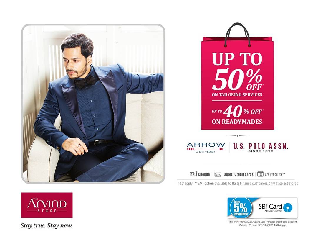 Hurry! Visit your nearest The Arvind Store.We have up to 50% discount on custom tailoring and up to 40% on readymades. 
SBI credit card holders, get 5% cashback on purchases. For select outlets check bio.
T&C apply.

#eoss #TheArvindStore #offer #TheArvindStoreOffer #shopnow #StayTrueStayNew