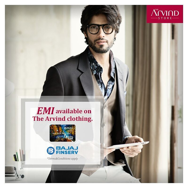 Register today with Bajaj Finserv and get an amazing EMI scheme on all our clothing. 
Visit your nearest The Arvind Store today.

#StayTrueStayNew #TheArivndStore #emi #shopformen #shopnow