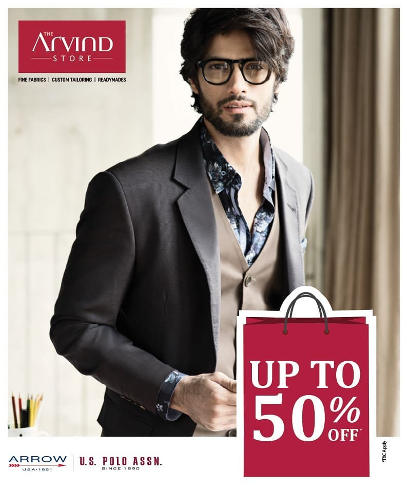 An exciting deal for an exciting new year. Head over to our stores and avail discount upto 50% on fine fabrics, Arrow and US polo,
 T&C* applied
#arvind #thearvindstores #madeinarvind #mensfashion #menscollection #menswear #men #fashion #arrow #uspolo #style