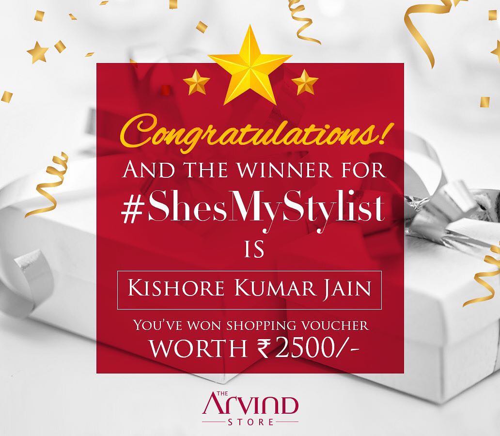 A big round of applause for our winner Kishore Kumar Jain.  DM us your complete address and contact details.

#contest #contestwinner #womensday #congratulations #happywomensday #womensday2018 #ShesMyStylist
