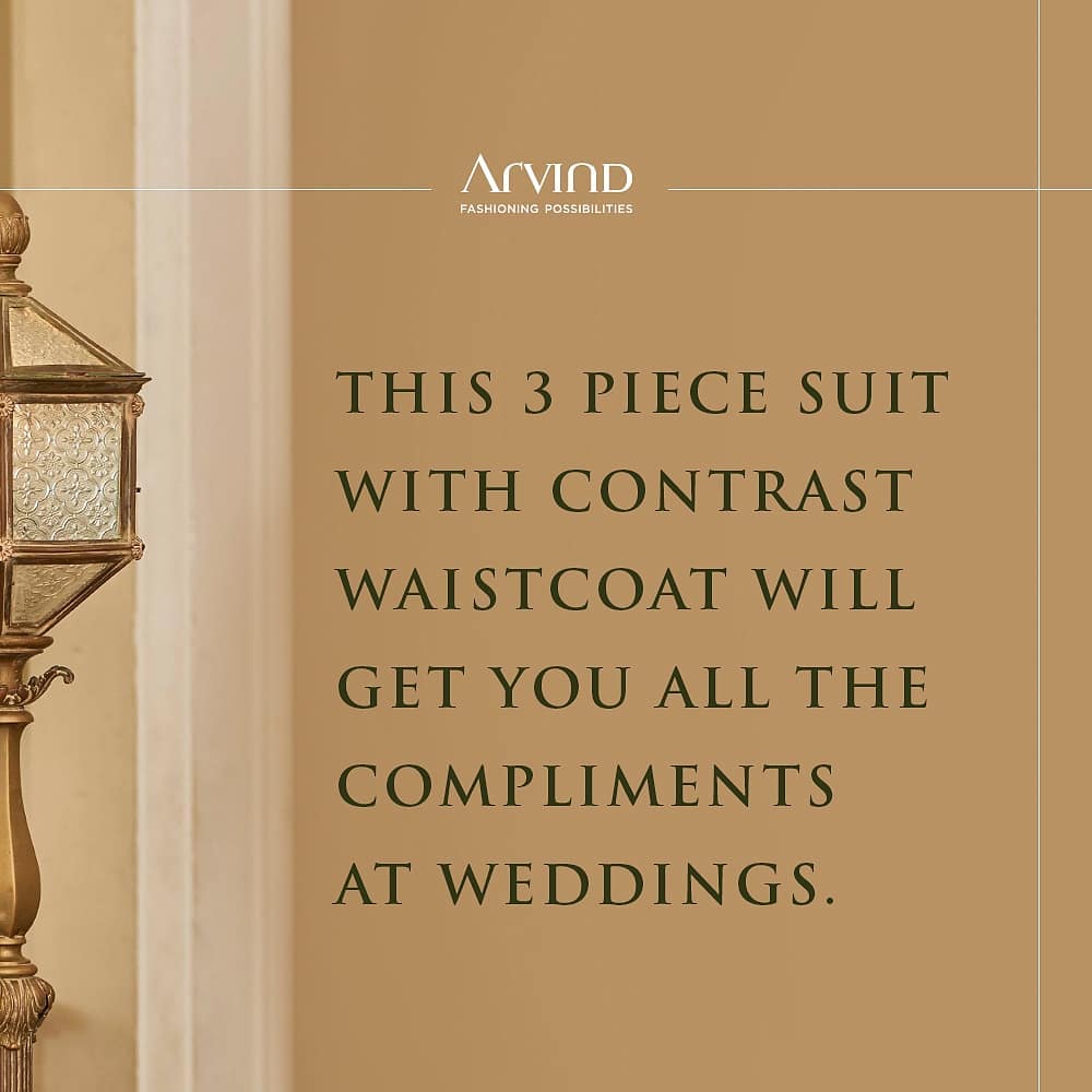 Comfort of a 3 piece suit fabric with iconic and intricate designs.
 #ArvindForWeddings