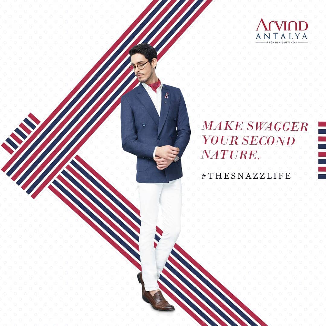 Are you in a mood to redefine style? 
Then try out this dapper suit from our Antalya Range. It's time to live up #TheSnazzLife 👨🏻‍💼🕺🏽 #ArvindFashioningPossibilities #menswear #mensuits #menstyle