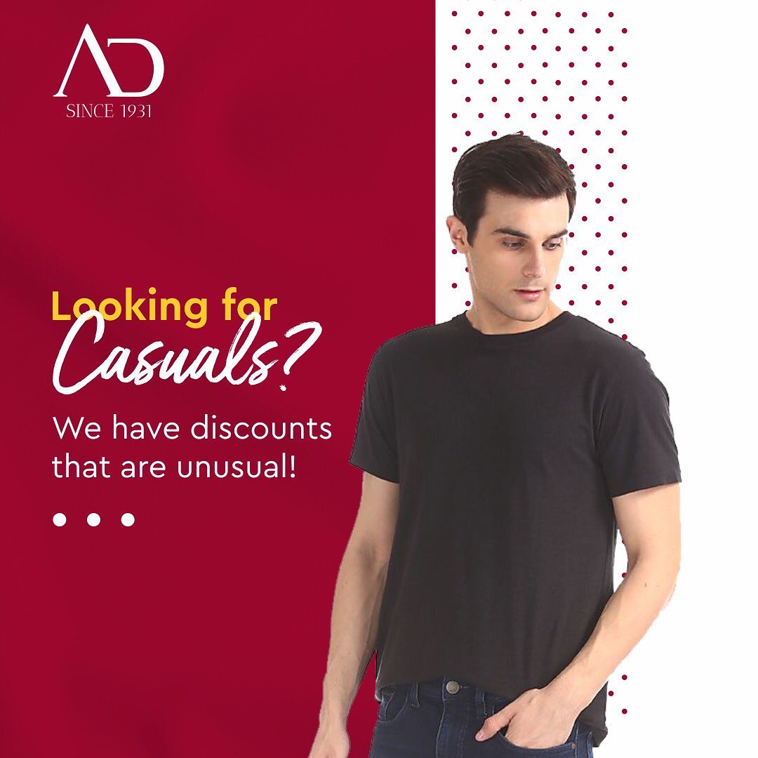Our Ready To Wear collection is a perfect combination of casual and comfortable clothing.
Get it for yourself from The Arvind Store near you.
.
.
#menstrend #flatlayoftheday #menswearclothing #guystyle #gentlemenfashion #premiumclothing #mensclothes #everydaymadewell #smartcasual #fashioninstagram #dressforsuccess #itsaboutdetail #whowhatwearing #thearvindstore #classicmenswear #mensfashion #malestyle #authentic #arvind #menswear #EndOfSeasonSale #SaleOn #upto50percentoff #discounts #flashsale #dealon #saleanddiscounts #saleatarvind