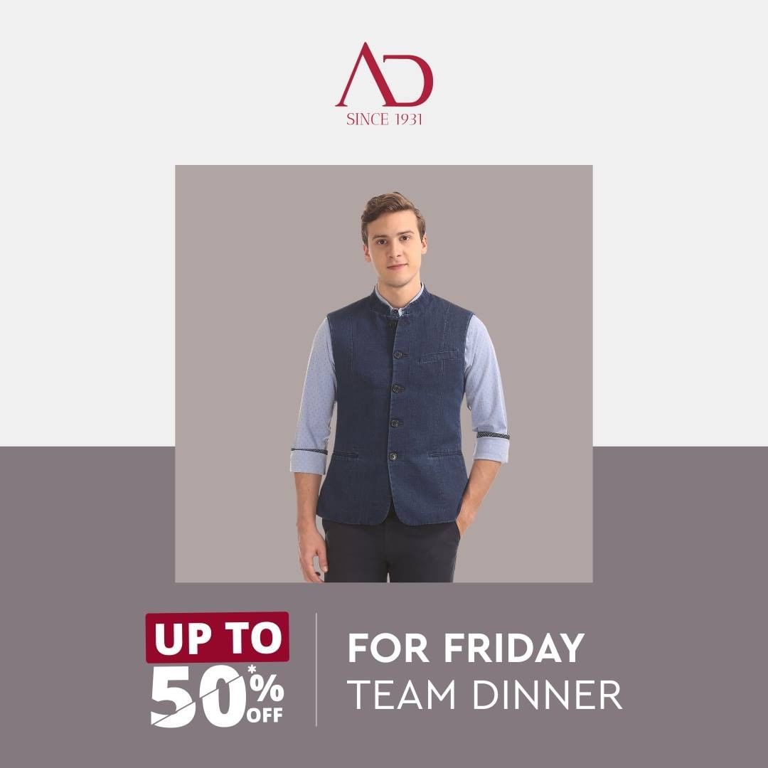 Whether it's a dressy dinner or a team dinner, dress right for it with Arvind. 
Shirts, trousers and chinos are currently available on discounts at The Arvind Stores near you.
.
.
#menstrend #flatlayoftheday #menswearclothing #guystyle #gentlemenfashion #premiumclothing #mensclothes #everydaymadewell #smartcasual #fashioninstagram #dressforsuccess #itsaboutdetail #whowhatwearing #thearvindstore #classicmenswear #mensfashion #malestyle #authentic #arvind #menswear #EndOfSeasonSale #SaleOn #upto50percentoff #discounts #flashsale #dealon #saleanddiscounts #saleatarvind