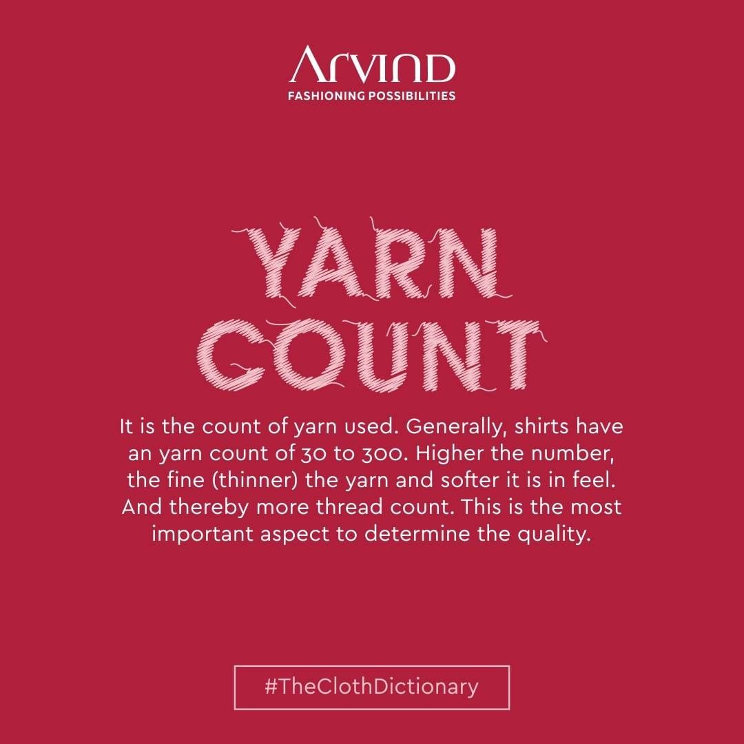 Before any textile is made, the manufacturers have to produce the yarn. The quality of a sheet depends on its yarn count. This yarn count is a numerical value that tells you how fine or coarse yarn is. In technical terms, it's the value of the linear density (the diameter) to which that yarn was spun. It is believed that higher the number, better is the quality.
.
.
#gentlemenfashion #premiumclothing #mensclothes #everydaymadewell #smartcasual #fashioninstagram #dressforsuccess #itsaboutdetail #whowhatwearing #thearvindstore #classicmenswear #mensfashion #malestyle #quarantineandchill #quaratine2020  #quarantinelife #yarncount #yarncounting #theclothdictionary