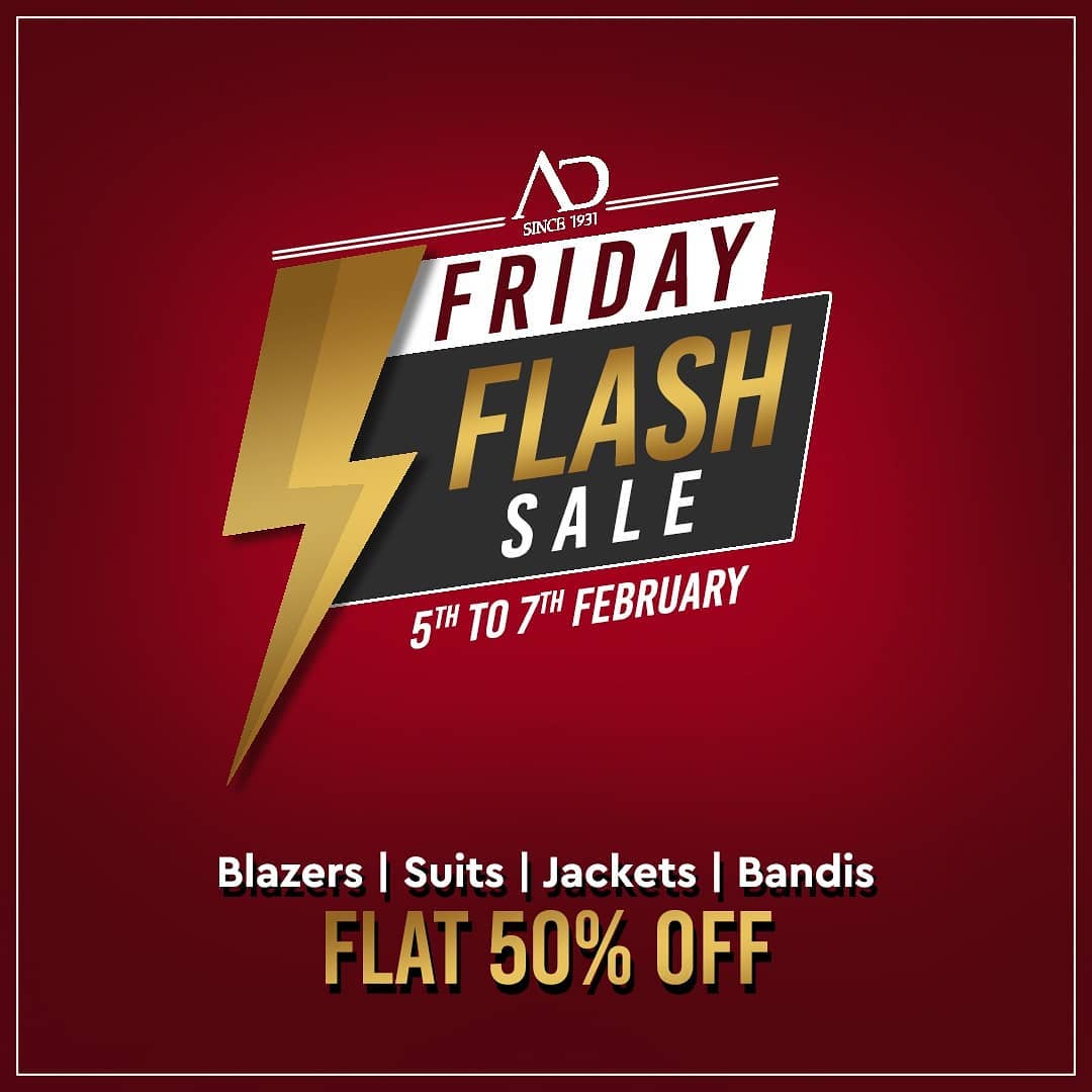 Don’t miss the Friday Flash Sale on 5th-7th February. Get blazers, suits, jackets and bandis at FLAT 50% OFF.

To know more visit the link in the bio and avail the offer. 
.
.
.
#ADfashion #ArvindFashion #TheArvindStore #FridayFlashsale #FridaySale #2021sale #discounts #Menswear #MensFashion #Fashion #style #comfortable #classicmenswear #texturedfabrics #firstimpressions #dressforsuccess #StayStylish