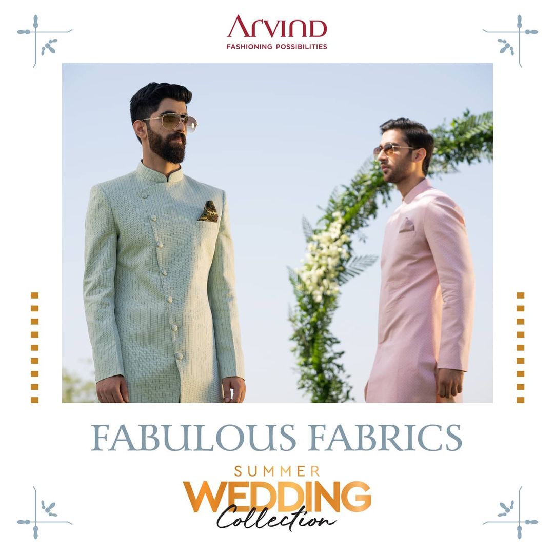 The Summer Wedding Collection has fabulous fabrics made from Egyptian Giza Cotton, Superfine European Linens and Australian Merino Wool.

Please take all the precautions. 
Stay safe & celebrate.

#Arvind #Summer #WeddingCollection
#Fabrics #Fashion #Style
#Linen #LinenLook #GizaCotton
#StyleUpNow #FashioningPossibilities