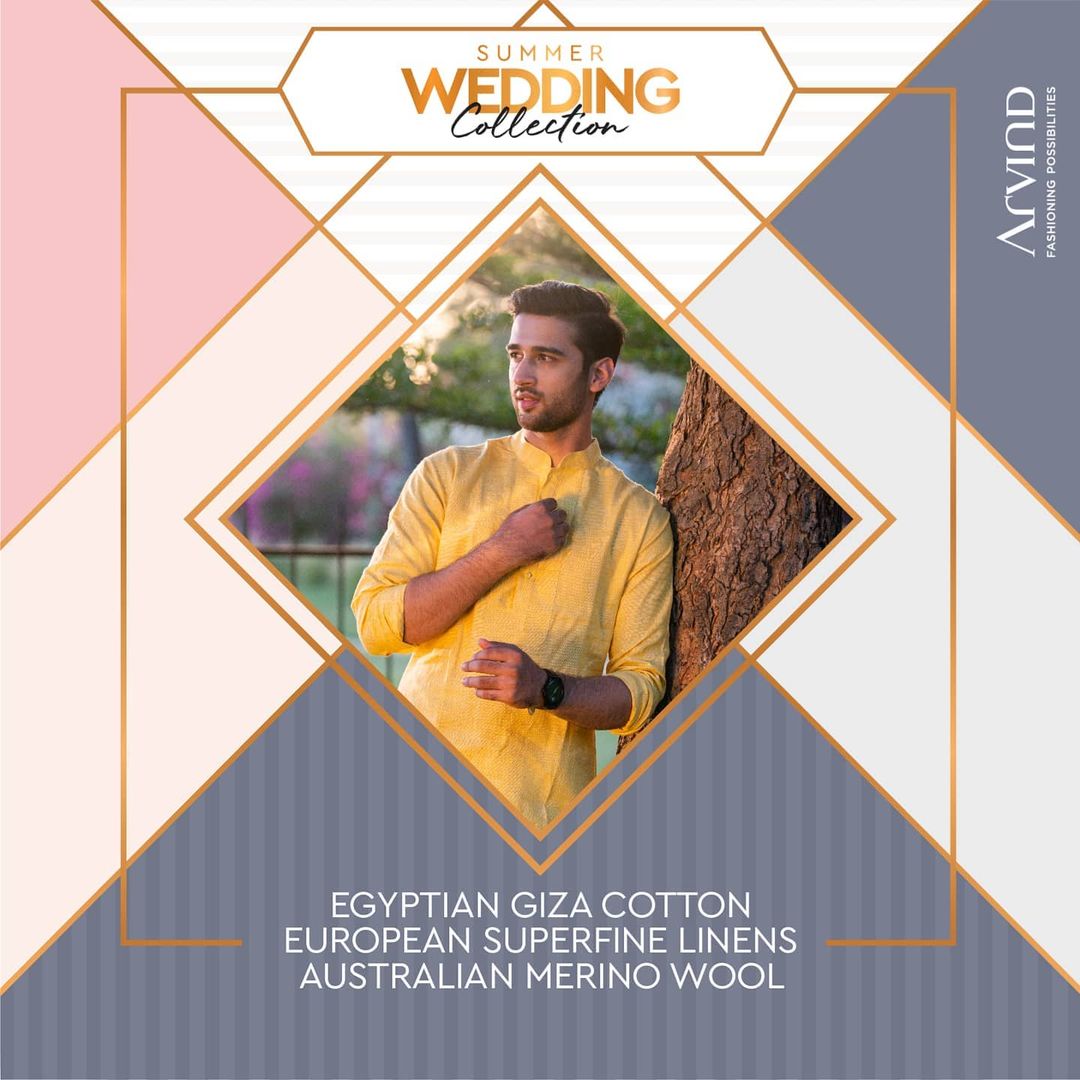 Egyptian Giza Cotton, European Superfine Linens and Australian Merino Wool. There’s a lot to look forward to in the Summer Wedding Collection by Arvind.

Please take all the precautions. Please stay safe & celebrate.

#Arvind #Summer #WeddingCollection
#Fabrics #Fashion #Style
#StyleUpNow #FashioningPossibilities