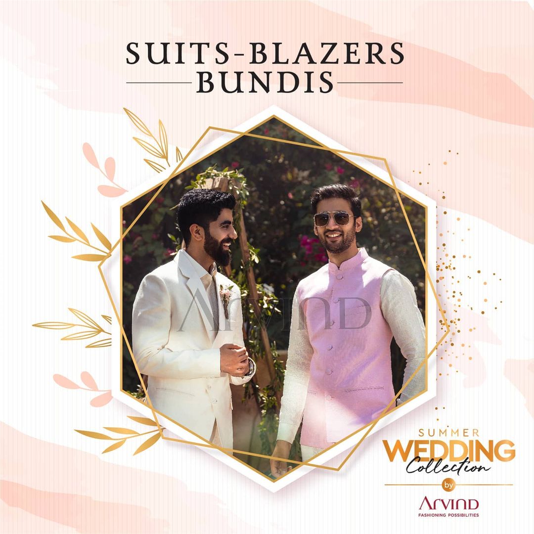 The Summer Wedding Collection by Arvind has stylish ready to wear suits, blazers & bundis. 
Just pick them up and you are ready for the occasion.

Please take all the precautions.
Stay safe & celebrate.

#Arvind #Summer #WeddingCollection
#ReadyToWear #Blazers #Bundis #Suits #Fashion #Style 
#StyleUpNow #Dapper #FashioningPossibilities
