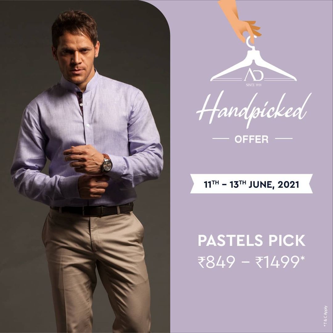 #OfferAlert
Unveiling our handpicked pastel collection from AD at a truly handpicked offer, only from 11th to 13th June 2021! Shop now at arvind.nnnow.com

#Arvind #ADbyArvind #Menswear #YayFriday #Fashion #Style
#StyleUpNow #Dapper #FashioningPossibilities