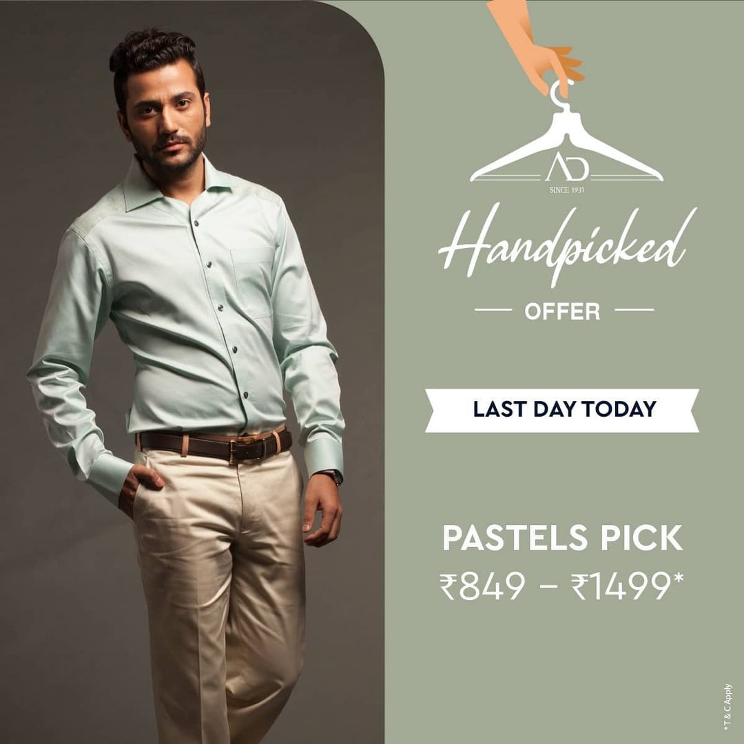 #OfferAlert 
Discover an exquisite collection of pastels at the AD Handpicked Offer.
Last day today! Shop now at arvind.nnnow.com

#Arvind #ADbyArvind #Menswear
#Sunday #Style #StyleUpNow
#Dapper #Fashion #FashioningPossibilities