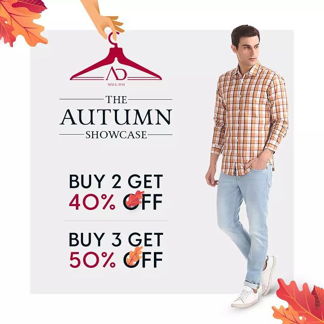 The Autumn Showcase is all set to make a sale-sational move in all the fashion enthusiasts like you!
Buy 2 and get 40% Off and Buy 3 and get 50% off!  Shop now: arvind.nnnow.com

#ADHandpicked #ADbyArvind #FashioningPossibilities #FridayFlashSale #ReadyToWear #Menswear #StayStylish #OfferAlert