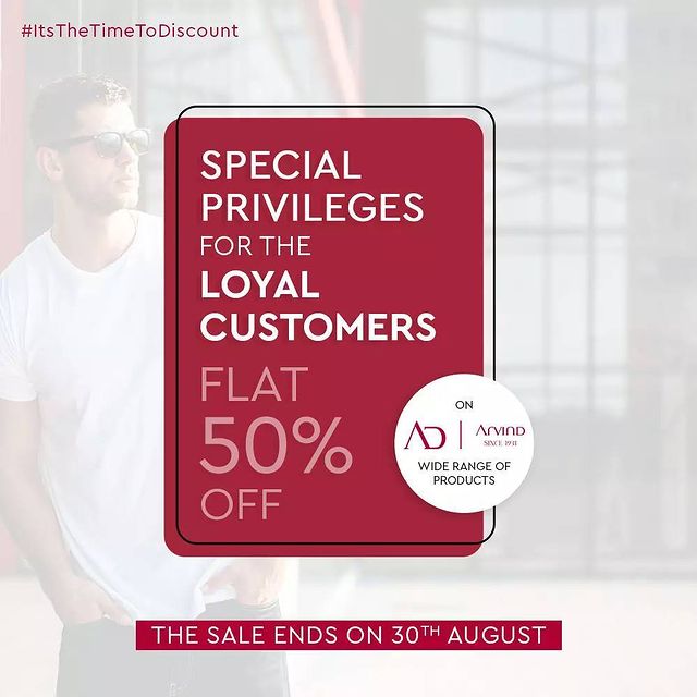Before the month; #AwesomeAugust ends, we wish to celebrate & reward the loyalty with exclusive discount that counts.

Get Flat 50% OFF on AD by Arvind range of products.

#Discount #DiscountThatCounts #LoyaltyDiscount #ItstheTimeToDiscount #DiscountsForYou #Arvind #TheArvindStore #Sale #LoyaltyReward #ReadyToWear #Menswear #StyleUpYourWardrobe #FashioningPossibilities