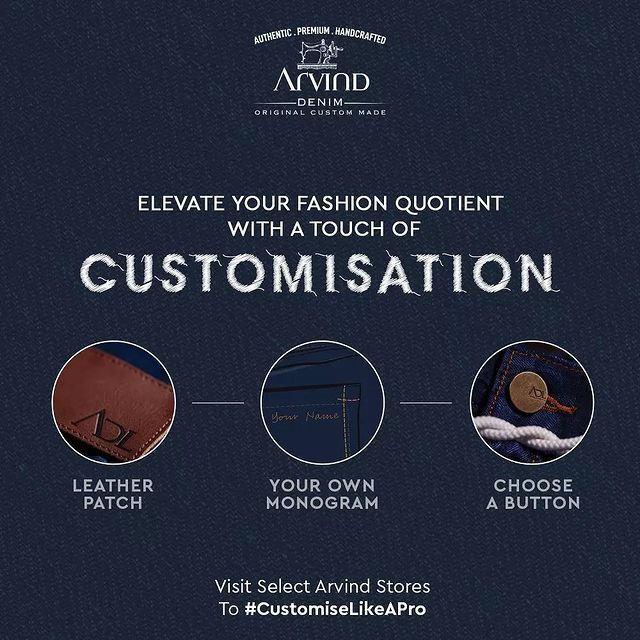 We are here to take the Denim Fashion to a whole another level with Customisation! 

Every small detail matters and when it comes to customising your own denims, we're here with you from start to finish.

Get Ready to Customise like a Pro with a simple few clicks.

Stay tuned!

#ArvindCustomDenim #ArvindDenim #CustomiseYourDenim #FashioningPossibilities #StayStylish #MensFashion #Trends #Fashion #MensWear #Denim #Jeans #CustomMade