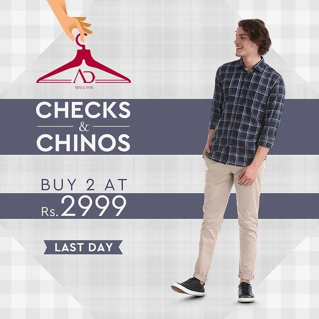 Embrace the style that will automatically make you smile.

Last day to add a splash to your wardrobe with the Checks & Chinos collection!

Shop Now: Link In Bio

#ChecksNChinos #Salefie #Salesational #ADHandpicked #FashioningPossibilities #ReadyToWear #Menswear #StayStylish #LastDayOfSale