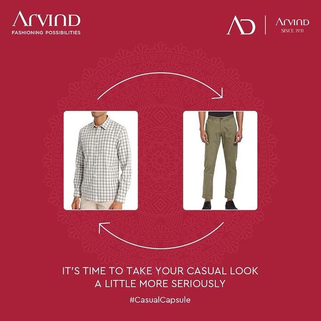 Discover the smart casual style; It is time to take the casual looks a little more seriously with Arvind Casual Capsule.

Shop now: Link In Bio

#SmartCasualStyle #CasualCapsule #Arvind #Menswear #FashioningPossibilities #CharismaOfCasualWears #Casuals #CasualStyle #WeekdayStyle #Comfortable #StayCool