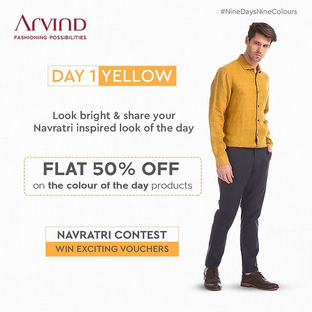 Winning vouchers became so easy & simple!

Share your Navratri inspired look in Yellow & win.

Rules to participate:*
Like the post of the day
Share the post of the day in your story
Tag 2 friends in Comment Section to participate in this contest
Share your Navratri Ready image
*T&C Apply
Shop Now: Link In Bio 

#Arvind #FashioningPossibilities #LandOfFestivals #FestiveReady #AnOdeToCelebrations #FestiveLook #FestiveLookBook #ArvindLookBook #EthnicWears #TraditionalOutfits #Menswear #ClassicCollection #ContestAlert #NavratriContest #9Days9Colours