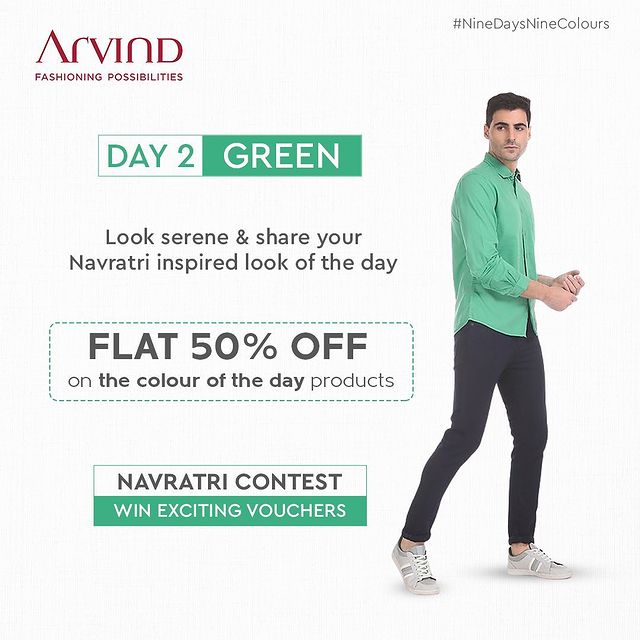 Enjoy shopping & winning exciting vouchers!

Calling all the men to participate with excitement!
Share your Navratri inspired look in Green & Win.

Rules to participate:*
Like the post of the day
Share the post of the day in your story
Tag 2 friends in Comment Section to participate in this contest
Share your Navratri Ready image
*T&C Apply
Shop Now: Link In Bio 

#Arvind #FashioningPossibilities #LandOfFestivals #FestiveReady #AnOdeToCelebrations #FestiveLook #FestiveLookBook #ArvindLookBook #EthnicWears #TraditionalOutfits #Menswear #ClassicCollection #ContestAlert #NavratriContest #9Days9Colours #GoGreen