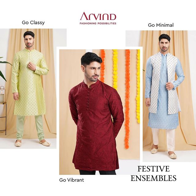 A range of versatile ethnic wear to grace the festive season. Bold hues to sophisticated prints with trendy designs. Pick a look to match your persona. Are you ready for the festive season?
.
.
.
.
.
.
.
.
.
.
.
.
 #Arvind #FashioningPossibilities #MensWear #festivalwear #fashion #kurta #traditionalwear #mensfashion #style #menswear #formalclothes #casualwear #partywear #ootd #instafashion #wedding #fashionblogger #onlineshopping #suit #instagood #shirts #formalcollection #clothing #weddingwear #photography #trending #menstyle #instagram #arvindcollection #fashionstyle