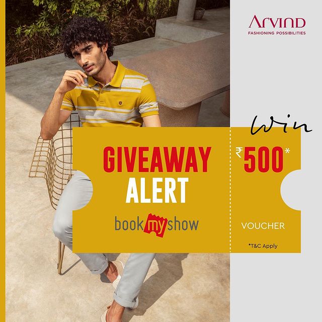 GIVEAWAY ALERT! 

Stand a chance to win Book My Show Discount Coupon now. 🎉 We want to celebrate our Fashion League with ₹500 Book My Show gift voucher.

To participate do the following:

1. Like and repost the post
2. Follow us
3. Write a short fashion tagline for Arvind and tag your maximum friends to follow @arvindmenswearofficial 

🤙🏼 We will announce the winner in our stories by Saturday. Stay tuned...