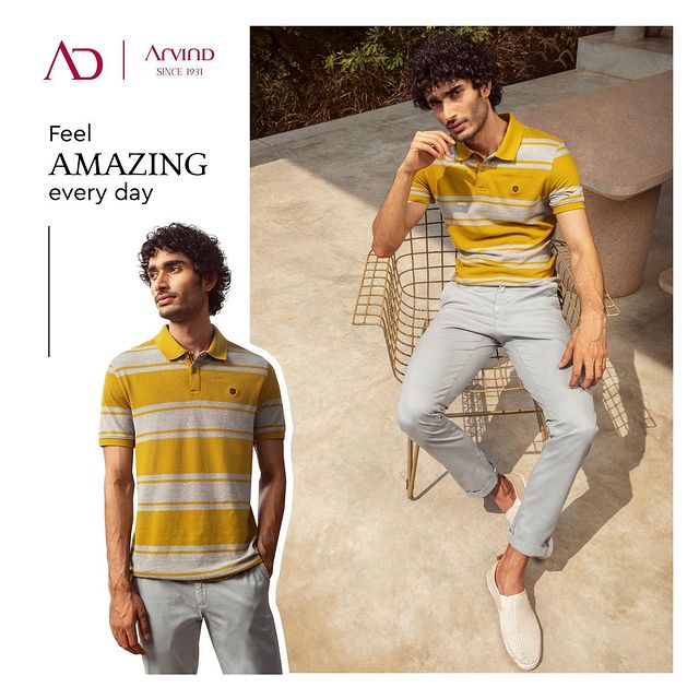 With utmost ease, a casual look can make you feel like a winner! Pick out a perfectly fitting Polo Tee and pair it up with smart Chinos from none other than an Arvind Store to Feel Amazing EVERY DAY! 
.
.
.
.
.
.
.
.
.
.
#Arvind #FashioningPossibilities #MensWear #casualwear #fashion #casualstyle #casual #menswear #trendingfashion #ootd #mensfashion #casualoutfit #partywear #style #onlineshopping #casuals #tshirts #trending #clothing #officewear #tshirt #instafashion #fashionstyle #workwear #jeans #fashionblogger #fashionista #tailoredmade #officewear #clothingbrand #fashiontrend