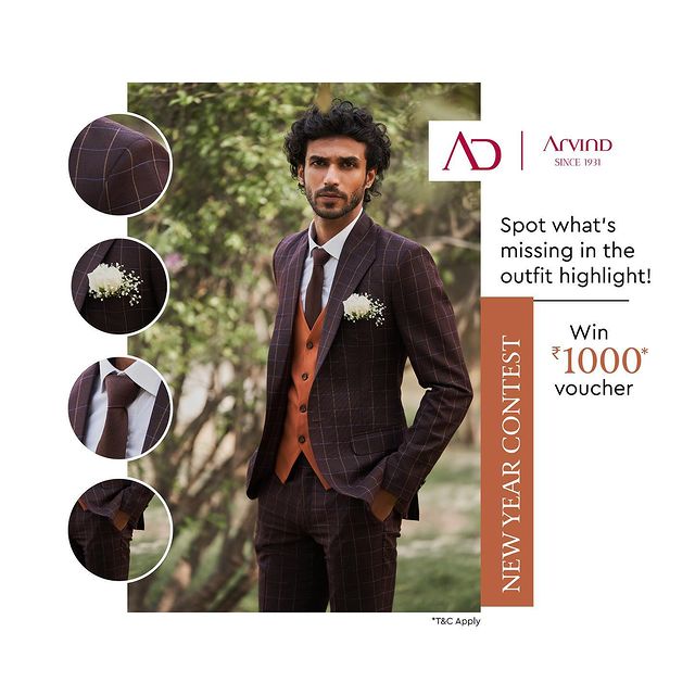 Win a Voucher Worth ₹1000 on AD by Arvind by ‘Spotting the missing element in the Highlight’! 
 
To participate and win please follow the below steps:

1. Follow @arvindmenswearofficial
2. DM your answer and mention a ‘👍🏻’ in the Comments below.
3. Tag 2 friends in the same comment. 
4. Share this post as your story.