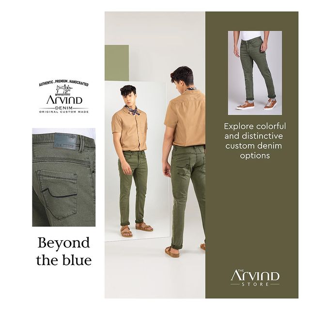 Who says denims can only be blue? Arvind's custom denim options go beyond the ordinary— ‘Beyond the Blue’; with a range of unique colors to choose from.
Express your individuality with a customized pair of jeans that's truly one-of-a-kind. 👖💯
Shop now and stand out from the crowd. 👬🕺👬
.
.
.
.
.
.
.
.
.
.
.
.
.
#Arvind #FashioningPossibilities #MensWear #denim #jeans #fashion #handmade #style #denimjeans #denimstyle #instagram #selvedge #customjeans #denimhead #denimlovers #denimondenim #fashionstyle #rawdenim #selvedgedenim #yourfashion #allaboutdenim #custommade #custommadeclothing #custommadedenim #denimdesign #denimevolution #deniminnovation #deniminspiration #denimpants