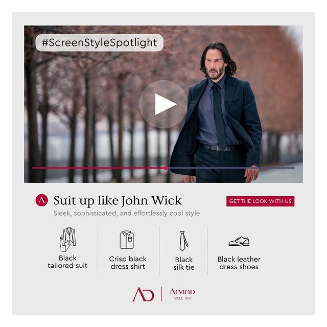 How many times have you watched John Wick in action and wished you could suit up like him? Well, now you can! 
From the sleek black suit to the stylish accessories, we've got everything you need to channel your inner hero. It is time to suit up and take on the world with killer style! 
.
.
.
.
.
.
.
.
.
.
.
.
#Arvind #FashioningPossibilities #MensWear #styleguide #ootd #shirts #fashionblogger #styleblogger #styleinspo #styleinspiration #fashionstyle #fashionista #instafashion #stylegoals #outfitoftheday #styleoftheday #styleiswhat #stylediary #styleinfluencer #stylegram #blogger #stylefashion #fashiondaily #styled #bloggerstyle #instastyle #fashionaddict #outfitinspiration #tailormade