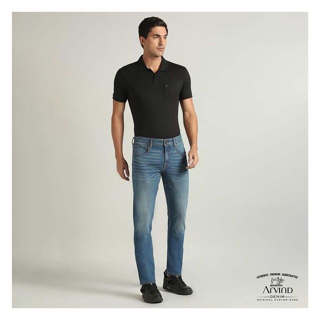 Buy AD by Arvind Men Black Mid Rise Stone Wash Jeans - NNNOW.com